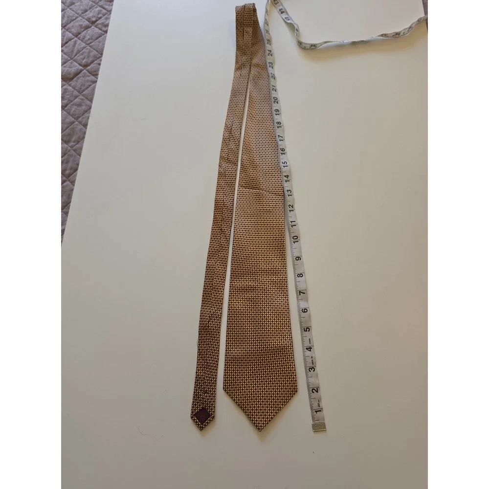 GUCCI 100% Silk Italy Preppy Old Money Maximalist Geometric Tan‎ Brown Tie